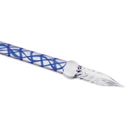 Herbin Straight Glass Dip Pen - Sapphire Blue, close up