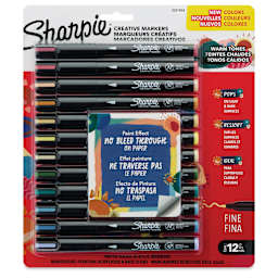 Sharpie Creative Acrylic Markers - Set of 12, Warm Tones, Fine Tip, front of packaging