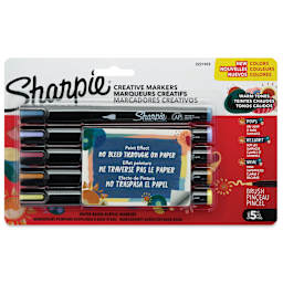 Sharpie Creative Acrylic Markers - Set of 5, Warm Tones, Brush Tip, front of packaging