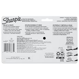 Sharpie Creative Acrylic Markers - Set of 5, Warm Tones, Fine Tip, back of packaging