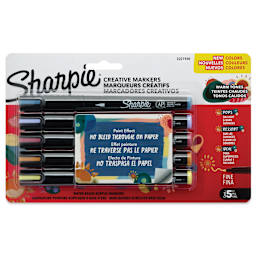 Sharpie Creative Acrylic Markers - Set of 5, Warm Tones, Fine Tip, front of packaging
