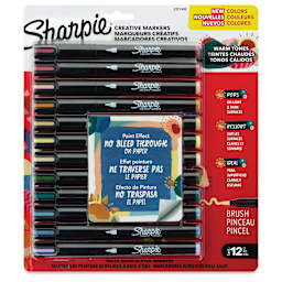 Sharpie Creative Acrylic Markers - Set of 12, Warm Tones, Brush Tip, front of packaging