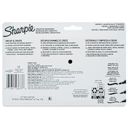 Sharpie Creative Acrylic Markers - Set of 5, Warm Tones, Bullet Tip, back of packaging