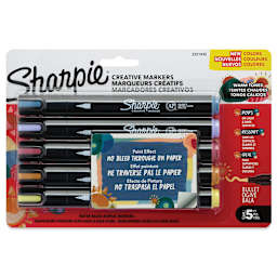 Sharpie Creative Acrylic Markers - Set of 5, Warm Tones, Bullet Tip, front of packaging