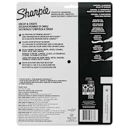 Sharpie Creative Acrylic Markers - Set of 12, Warm Tones, Bullet Tip, back of packaging