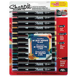 Sharpie Creative Acrylic Markers - Set of 12, Warm Tones, Bullet Tip, front of packaging