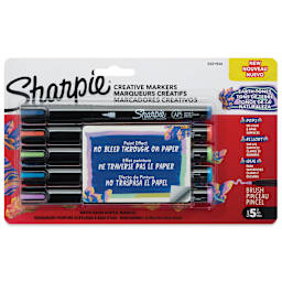 Sharpie Creative Acrylic Markers - Set of 5, Earth Tones, Brush Tip, front of packaging