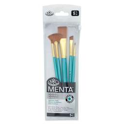 Royal & Langnickel Menta Synthetic Sable Brushes - Set of 5, Variety, front of packaging