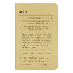 Artik Singer Sewn Notebook - Olive, 3-1/2" x 5-1/2", Ruled, Pkg of 3, front cover