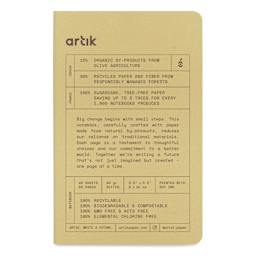 Artik Singer Sewn Notebook - Olive, 3-1/2" x 5-1/2", Dot Grid, Pkg of 3, front cover
