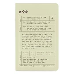 Artik Singer Sewn Notebook - Kiwi, 3-1/2" x 5-1/2", Dot Grid, Pkg of 3, front cover