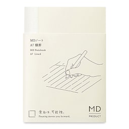 Midori MD Notebooks - A7, Lined, White, front cover