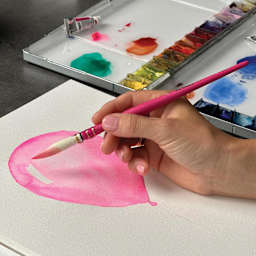 Da Vinci Pretty Pink Casaneo Synthetic Quill Brush - Size 2, painting pink balloon watercolor artwork.