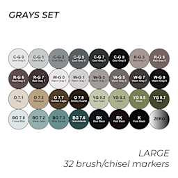 Grays Set. Large. 32 brush/chisel markers.