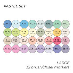 Pastel Set. Large. 32 brush/chisel markers.