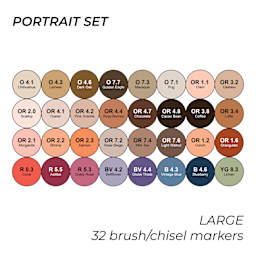 Portrait Set. Large. 32 brush/chisel markers.