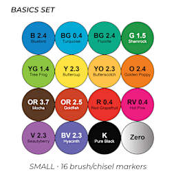 Basics Set. Small. 16 brush/chisel markers.