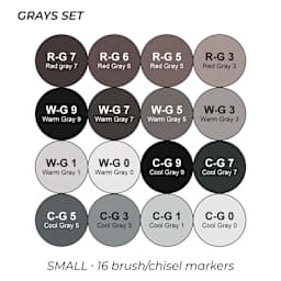 Grays Set. Small. 16 brush/chisel markers.