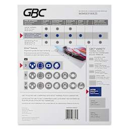 GBC EZUse Speed Thermal Laminating Pouches - Pkg of 100, 3ml back of packaging