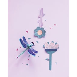 Studio Roof 3D Wall Decoration - Sapphire Dragonfly, assembled piece on the wall