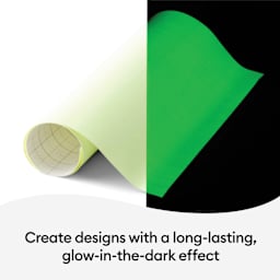 Cricut Glow-In-The-Dark Removable Vinyl, on a dark background
