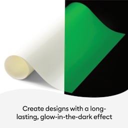 Glow-In-The-Dark Iron-On Heat Transfer Vinyl, on a dark background