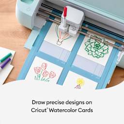 Cricut Watercolor Cards and Envelopes - R40, Ivory Cards, coming out of the printer (not included)
