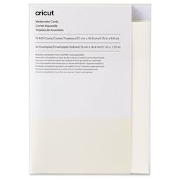 Cricut Watercolor Cards and Envelopes - R40, Ivory Cards, Pkg of 10, front of the packaging