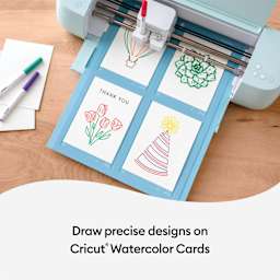 Cricut Watercolor Marker and Brush - Set of 9, designs being printed on cards using a marker