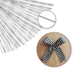 Craft Decor Bow Tying Wire - Silver, close-up of the wire and sample of bow