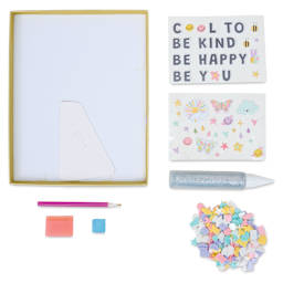 Creativity for Kids Rainbow Mosaic Kit, contents laid out