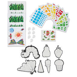 The Very Hungry Caterpillar Sticker Suncatchers Kit, contents laid out