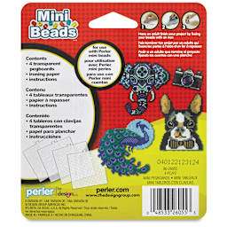 Perler Mini Beads Pegboards Set, back of the packaging