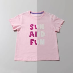 Cricut UV Color Changing Iron-On Vinyl - Pink, words on t-shirt exposed to UV light