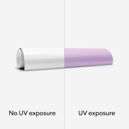Cricut UV Color Changing Iron-On Vinyl - Violet, comparison of sun exposure