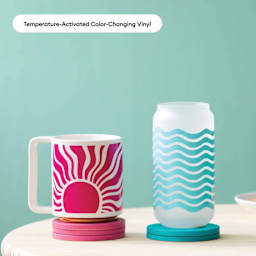 Cricut Cold Color-Changing Permanent Vinyl finished examples on table