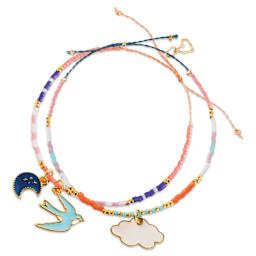 Djeco You & Me Bead Jewelry Kit - Sky Multi-Wrap finished examples