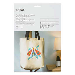 Cricut Printable Iron-On - Light Fabric, 8-1/2" x 11", Pkg of 5 front of packaging