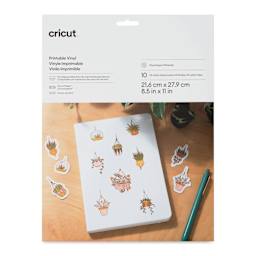 Cricut Printable Vinyl - Silver, 8-1/2" x 11", Pkg of 10 front of packaging