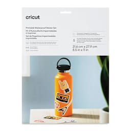 Cricut Printable Waterproof Sticker Set - Transparent, 8-1/2" x 11", Pkg of 5 front of packaging