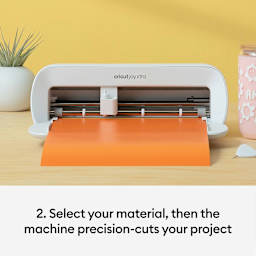 Cricut Joy Xtra material selection and machine precision-cutting step