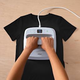 Cricut Joy Xtra Prismatic Glitter Smart Iron-On Heat-Transfer Vinyl in use with Cricut EasyPress 3