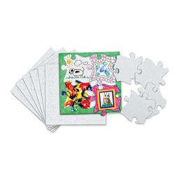 Roylco Blank Puzzle Pieces - 4" x 4", Pkg of 32