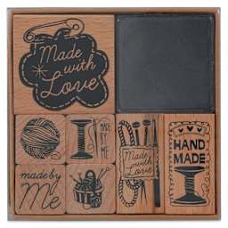 Rico Design Paper Poetry Stamp Set - Set of 7, Handmade with Love front of packaging
