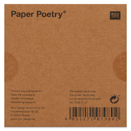 Rico Design Paper Poetry Stamp Set - Set of 7, Handmade with Love back of packaging