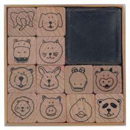 Rico Design Paper Poetry Stamp Set - Set of 13, Animal Faces front of packaging