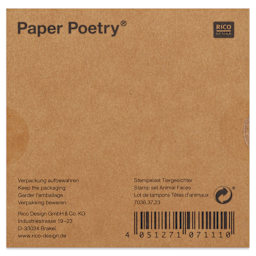 Rico Design Paper Poetry Stamp Set - Set of 13, Animal Faces back of packaging