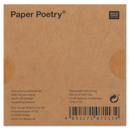 Rico Design Paper Poetry Stamp Set - Set of 10, Birthday back of packaging