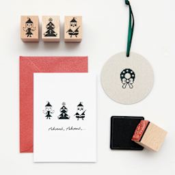 Rico Design Paper Poetry Stamp Set - Set of 10, Holiday Pixels contents with card artwork