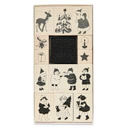 Rico Design Paper Poetry Stamp Set - Set of 13, Holiday Children front of packaging